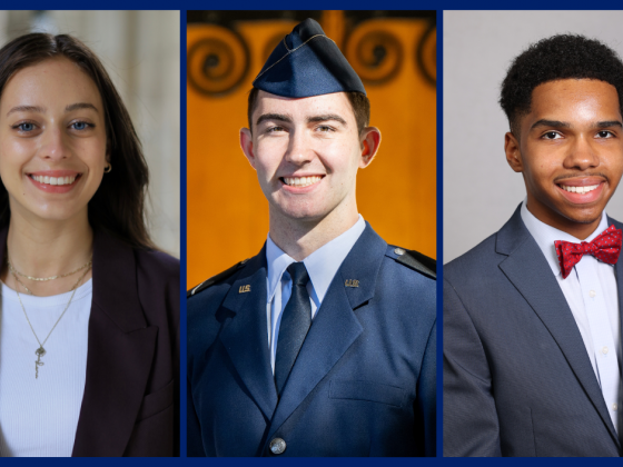 Collage of three student portraits 